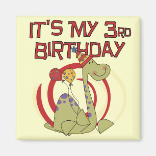 Dinosaur 3rd Birthday Tshirts and Gifts Magnet