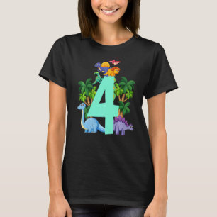 Dinosaur 4 Years Old 4th Birthday Party T-Shirt