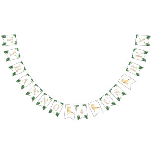 Dinosaur 4th Birthday Party Gold Tyrannosaurus Rex Bunting