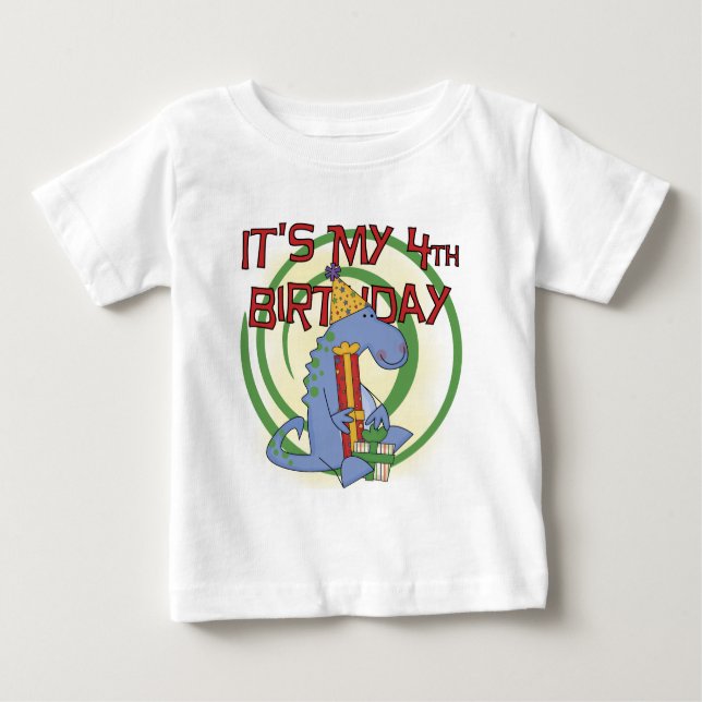 Dinosaur 4th Birthday T-shirts and Gifts (Front)