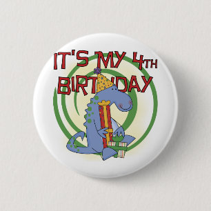 Dinosaur 4th Birthday T-shirts and Gifts 6 Cm Round Badge