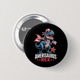 Dinosaur 4th of July Amerisaurus T Rex Funny 6 Cm Round Badge