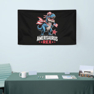 Dinosaur 4th of July Amerisaurus T Rex Funny Banner