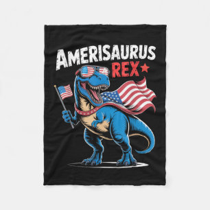 Dinosaur 4th Of July Boys Girls Men Amerisaurus T Fleece Blanket