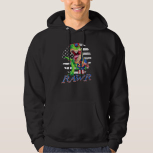 Dinosaur 4th Of July Boys T Rex American Flag Usa Hoodie