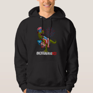 Dinosaur 4th Of July Kids Boys Men Amerisaurus Rex Hoodie