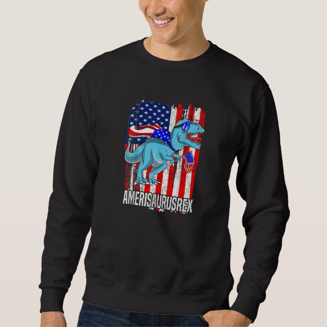 Dinosaur 4th Of July Kids Boys Men Amerisaurus Rex Sweatshirt (Front)