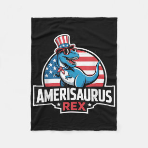 Dinosaur 4th Of July Men Women Boys Girls Amerisau Fleece Blanket
