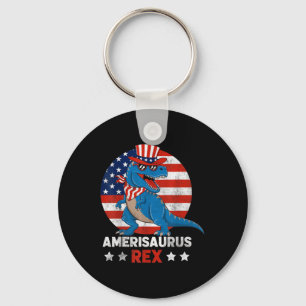 Dinosaur 4th Of July Men Women Boys Girls Amerisau Key Ring