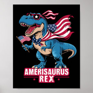 Dinosaur 4th Of July Men Women Boys Girls Amerisau Poster