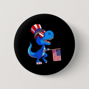 Dinosaur 4th Of July Shirt Us Flag Dino Kids Boys 6 Cm Round Badge