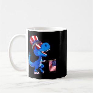 Dinosaur 4th Of July Shirt Us Flag Dino Kids Boys Coffee Mug