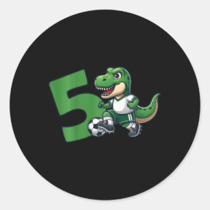 Dinosaur 5 Years Soccer 5th Birthday Classic Round Sticker
