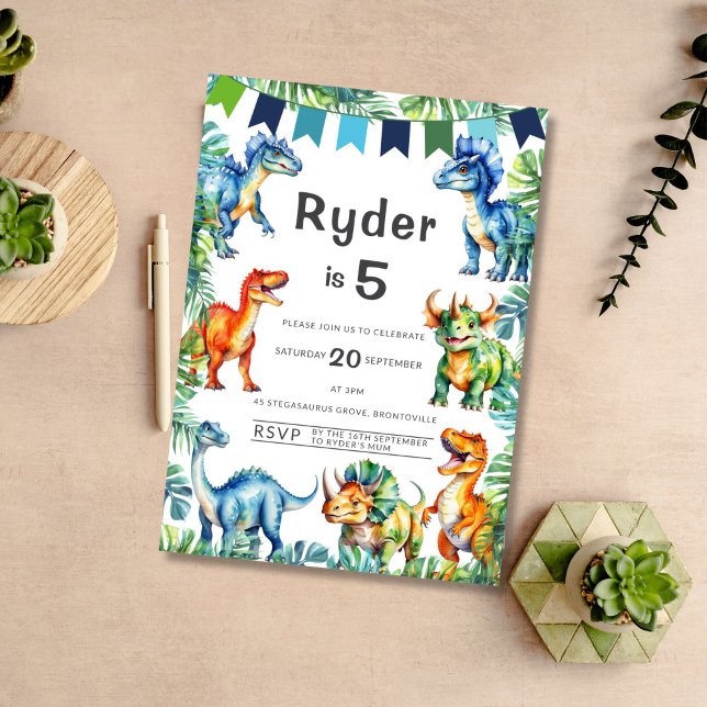 Dinosaur 5th Birthday Invitation (Creator Uploaded)