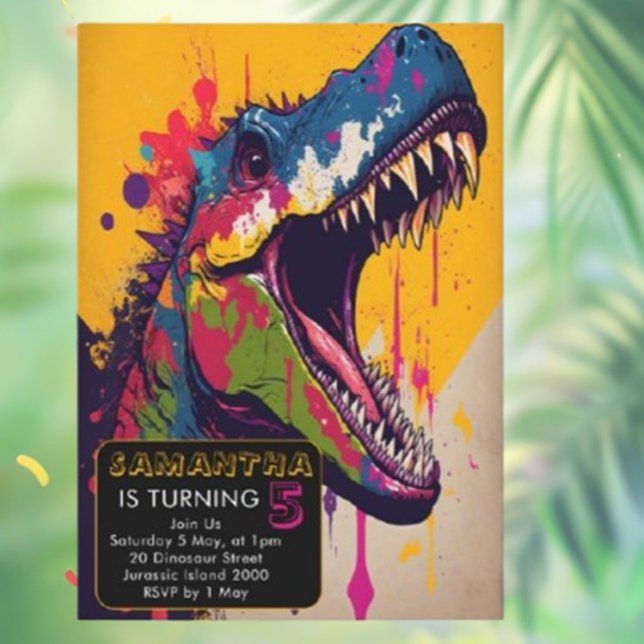  Dinosaur 5th Birthday  Invitation ( Let the adventure begin—RSVP now for a roaring good time!)