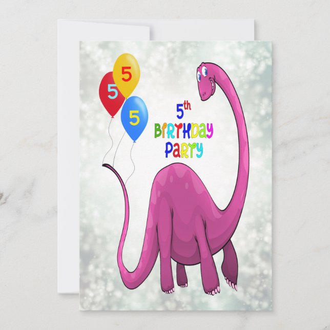 Dinosaur 5th Birthday Party Invitation (Front)