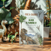 Dinosaur 5th Birthday Party invitation