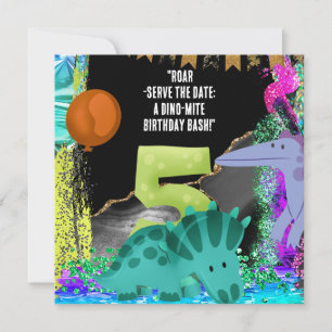 Dinosaur 5th Birthday Party Save The Date