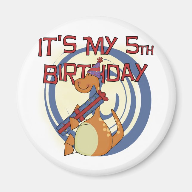 Dinosaur 5th Birthday Tshirts and Gifts Magnet (Front)