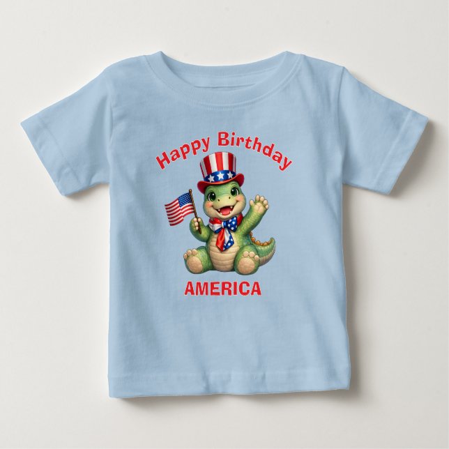 Dinosaur (6b) Patriotic Kid T-Shirt (Front)