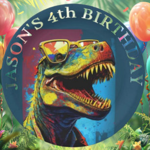 Dinosaur A Roaring Good Time Awaits Paper Plate