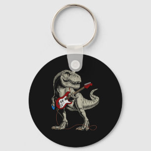 Dinosaur Acoustic Electric B Guitar Player Key Ring