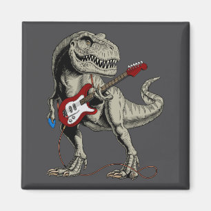 Dinosaur Acoustic Electric B Guitar Player Magnet