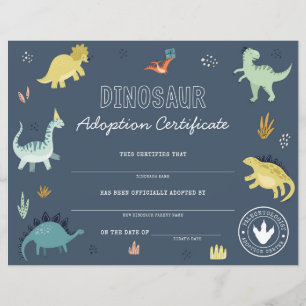 Dinosaur Adoption Certificate