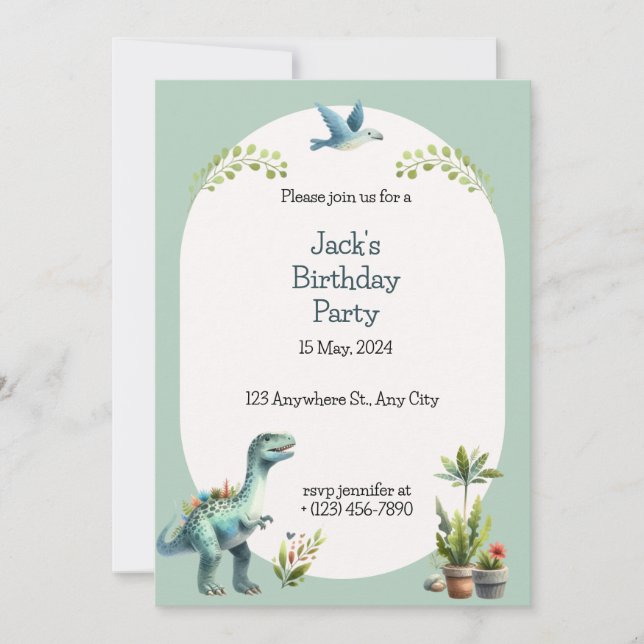 Dinosaur Adventure Birthday Party Invitation (Front)