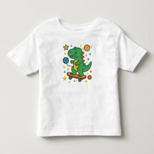 Dinosaur Adventure – Cute Skateboarding Dino in Sp Toddler T-Shirt