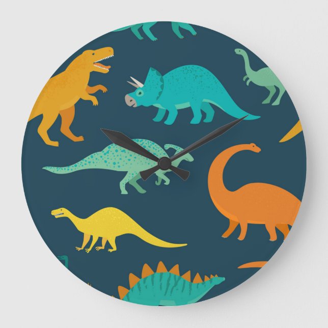 Dinosaur Adventure: Kids' Nursery Wallpaper Large Clock (Front)