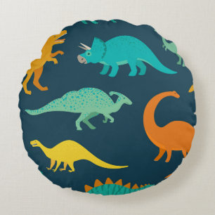 Dinosaur Adventure: Kids' Nursery Wallpaper Round Cushion