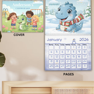 Dinosaur Adventure Personalized Kids Calendar 2026