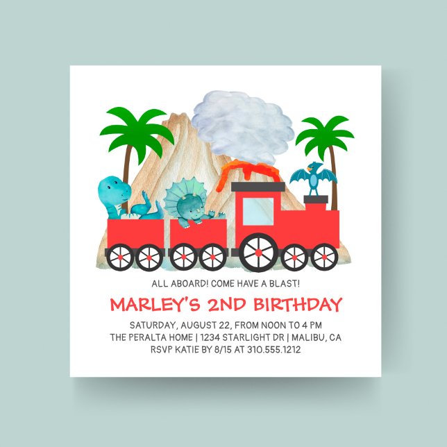 Dinosaur Adventure Train Birthday Party Invitation (Creator Uploaded)