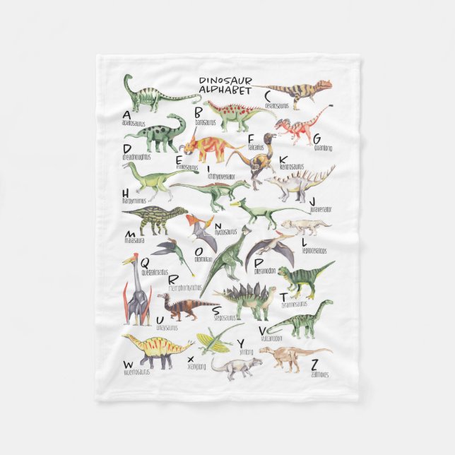 Dinosaur Alphabet Fleece Blanket (Front)