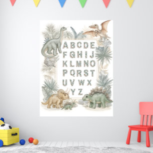 Dinosaur Alphabet Nursery Watercolor Poster