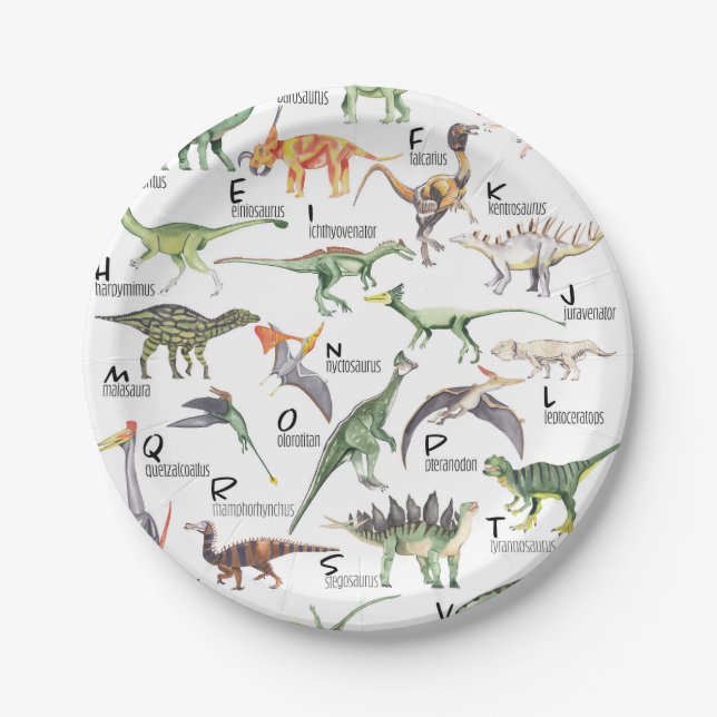 Dinosaur Alphabet Paper Plate (Front)