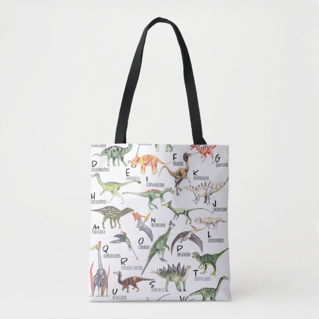 Dinosaur Alphabet Tote Bag (Front)