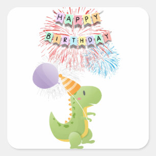 Dinosaur and Cupcake Birthday Stickers