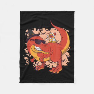 Dinosaur And Dog - Funny Halloween Fleece Blanket