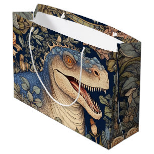 Dinosaur and flowers art nouveau style large gift bag
