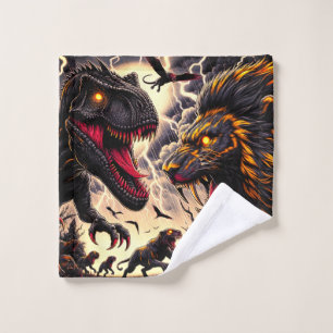 Dinosaur And Lion Wash Cloth