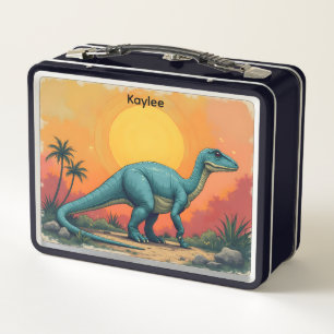 Dinosaur and Sun Kid's Metal Lunch Box