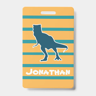 Dinosaur angry t-rex cartoon custom name ID badge