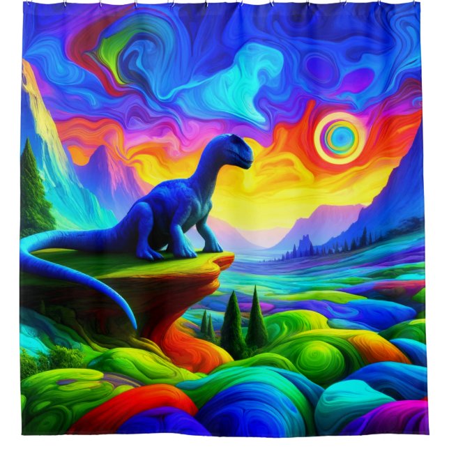 Dinosaur Art Shower Curtain (Front)