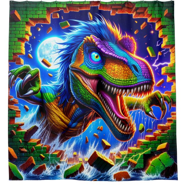 Dinosaur Art Shower Curtain (Front)