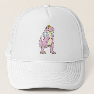 Dinosaur as Bride at Wedding with Veil Trucker Hat