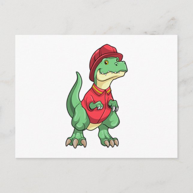 Dinosaur as Firefighter with Fire helmet Postcard (Front)