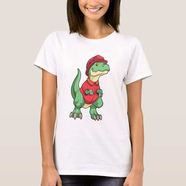 Dinosaur as Firefighter with Fire helmet T-Shirt (Front)