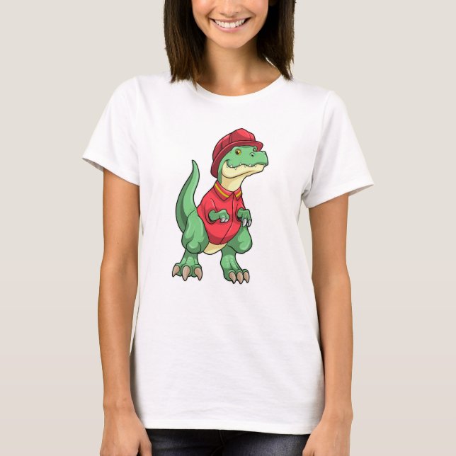 Dinosaur as Firefighter with Fire helmet T-Shirt (Front)